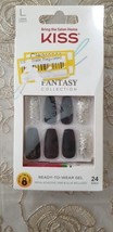 KISS Gel Fantasy Collection Long, Matte Black &amp; Chunky Silver (Damaged P... - £6.75 GBP