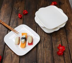 Square Contemporary White Jade Melamine Salad Appetizer Dessert Plates S... - €38,03 EUR