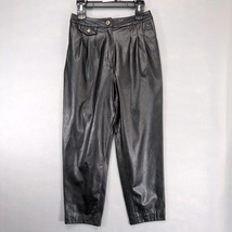 Blank NYC Women&#39;s 28 Black Faux Leather Pleated High Waist Pants Streetw... - $38.70