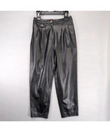 Blank NYC Women&#39;s 28 Black Faux Leather Pleated High Waist Pants Streetw... - $38.70