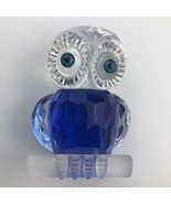 3&quot; - Crystal &amp; Blue Owl On Perch - Figurine Paperweight - See Photos  - $9.50