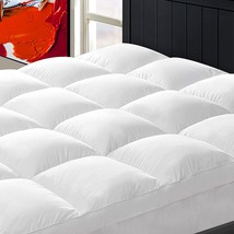 Extra Thick Mattress Pad Cover, Plush Pillow Top Overfilled With Down, White. - £83.10 GBP