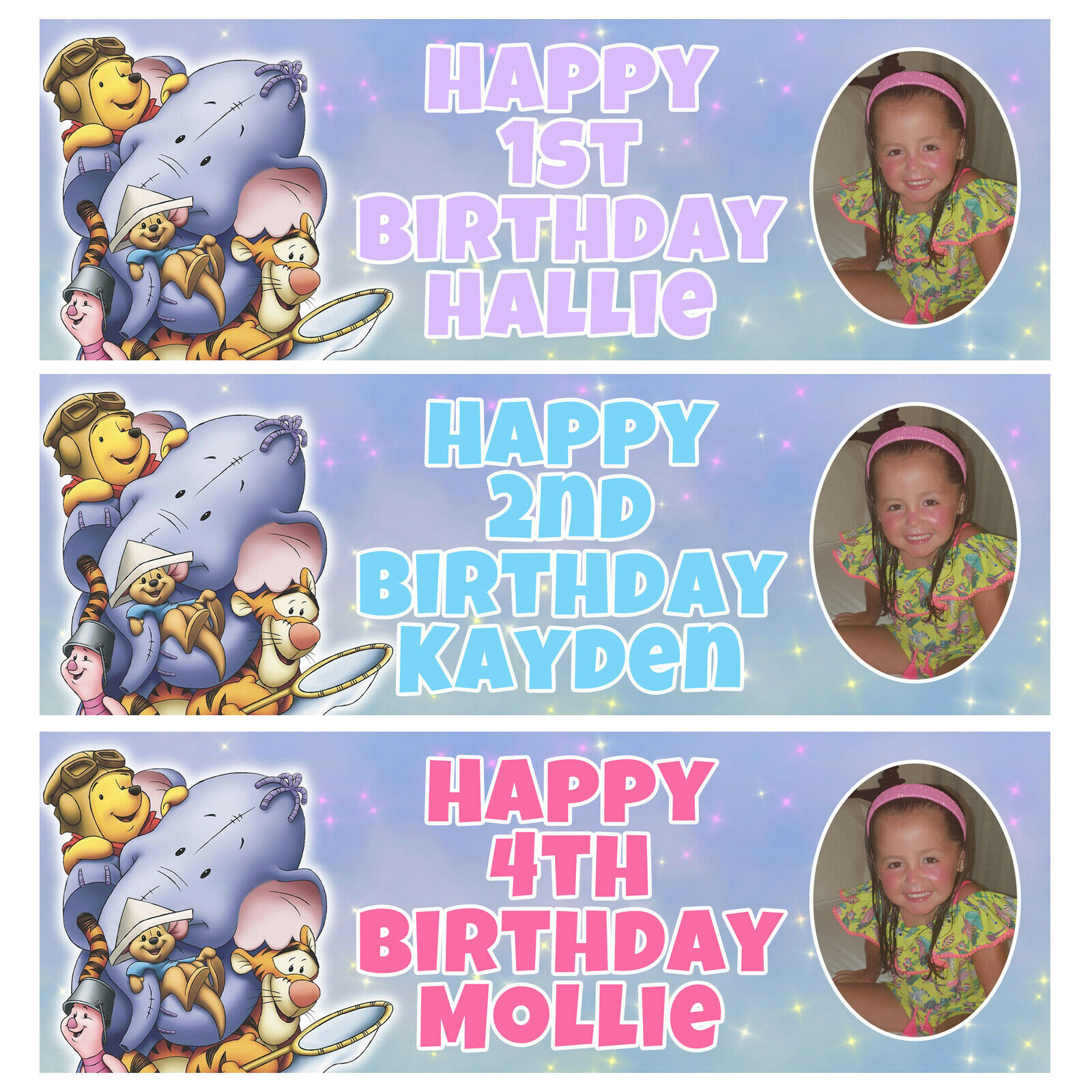 Primary image for WINNIE THE POOH PHOTO Personalised Birthday Banner - Birthday Party Banner
