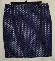 New Womens Ann Taylor Loft Navy Blue W/ Silver Poka Dots Lined Skirt Size 10 - £22.38 GBP