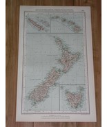 1927 VINTAGE MAP OF NEW ZEALAND / NEW CALEDONIA / HAWAII / TASMANIA  - $31.51