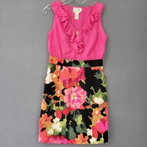 Tabitha Women Dress Size 8 Pink Midi Preppy Floral Sleeveless Classic V-... - £12.05 GBP