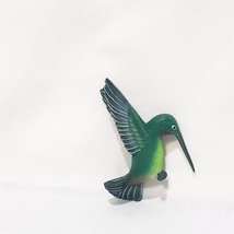 Green Hummingbird Bird Fridge Magnet 2&quot; Resin Vintage Red Throat - £11.73 GBP