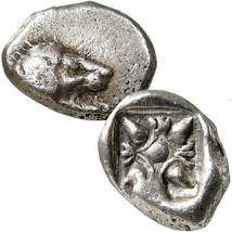 LION / Stellate, incuse square. Miletos, Ionia. 500 BC. Early Greek Silv... - $2,999.39 MXN