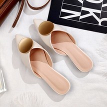 summer new fashion outdoor slippers women Korean edition pointed leather flat bl - £29.86 GBP
