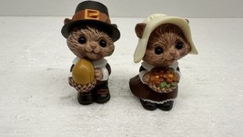Hallmark Thanksgivng Salt Pepper Shaker Set Chipmunk Pilgrim Acorn - $10.84