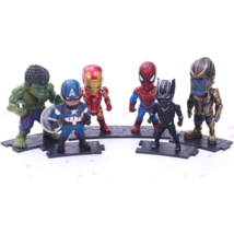 Avengers 6pc Set: Hulk, Thor, Iron Man, Spiderman, Panther &amp; Thanos - £24.36 GBP
