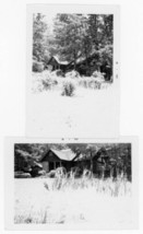 Pair Of 1961 Black &amp; White Picture Snapshot Photo Of A Log Cabin In The Woods - £12.55 GBP