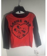 Boys 3T “ladies Man” Mickey Long Sleeve Valentines Day Top - $318.73 MXN