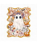 Coquette Halloween Ghost Bow PNG, Ghost Halloween, Fall Floral Pumpkin Ghost PNG - $2.50