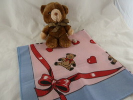 VINTAGE RUSS BerrieTeddy Bear 7&quot; Stuffed Animal with child&#39;s scarf Hearts &amp; bows - £9.48 GBP