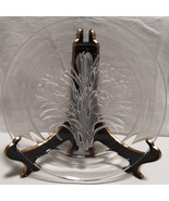 Hoyo Crystal T. Yamamoto Crocus Engraved Plate 8-1/4&quot; Dia. Flower w/Stan... - $38.33 CAD