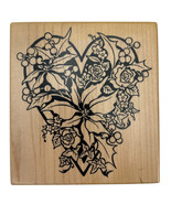Heart Poinsettia Roses Holly Berries Rubber Stamp PSX K-1426 Vintage 199... - £11.38 GBP