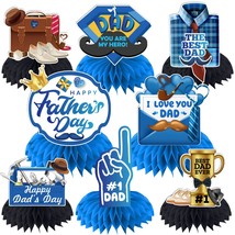 Father&#39;S Day Decorations Honeycomb Centerpiece,8 Pcs Fathers Day Table Decoratio - £23.71 GBP