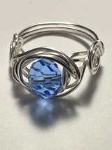 Ring for women, Wire wrapped ring, Teal Crystal  ,Unique, , Twisted ring  - £9.88 GBP