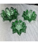 3 Green MCM Hand Made Italian Art Glass Swung Nesting Bowl pinch trinket... - $748.67 MXN