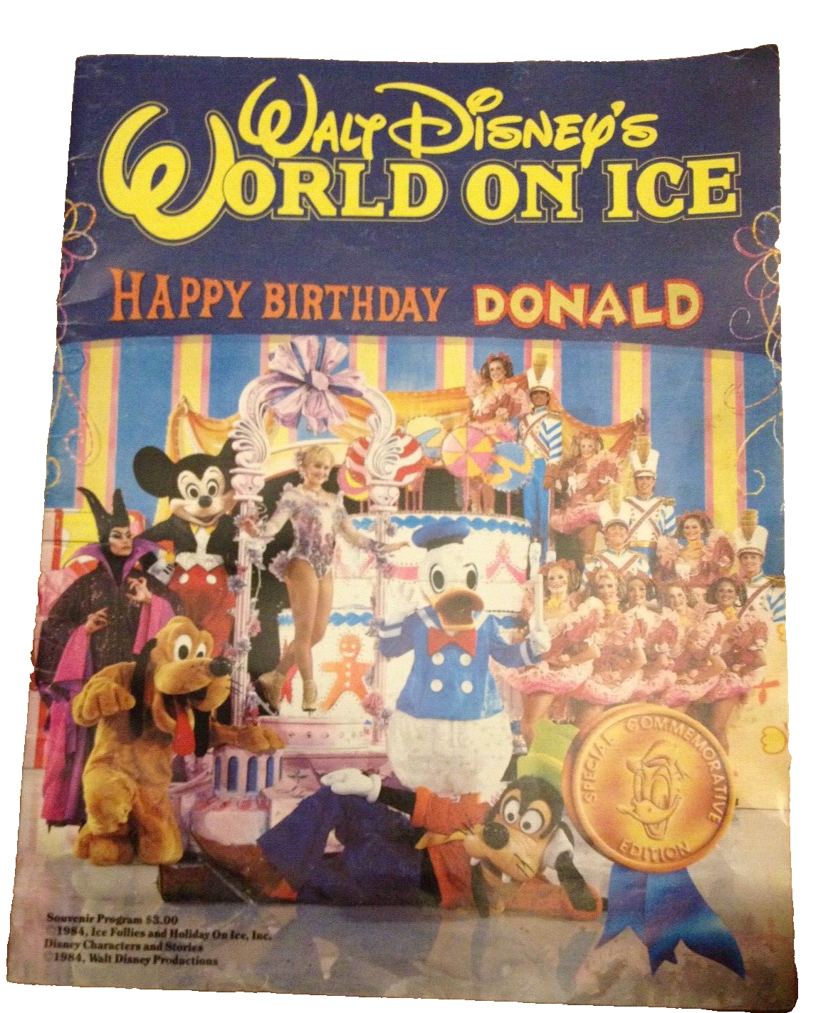 Walt Disney’s World On Ice 1985 Program Happy Birthday Donald w/ Poster - $0.99