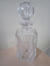 CRYSTAL  DECANTER 10 1/2 X 3&quot; SIDE CRYSTAL SQUARE BODY ORIGINAL STOPPER - £98.94 GBP