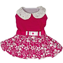 Hot Pink and Hibiscus Dog Dress with  Matching Leash Sizes XS- XL - £16.30 GBP