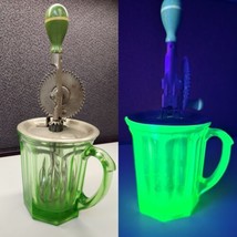 Antique A&amp; J Uranium Green Depression Glass Hand Mixer. 1920’s - £84.53 GBP