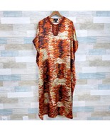 ASHRO Animal Print Kimono Kaftan Maxi Dress Brown Orange Womens Free One... - $39.59