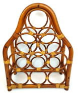 60s Bamboo Rattan Wine Rack 9 Bottle Holder Boho Tiki Bar Bentwood Mid C... - $2,261.70 MXN