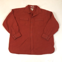 LL Bean Mens Red Chamois Cloth Shirt 100% Cotton Long Sleeve Button Up Size XL - £23.06 GBP