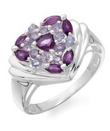 1.45ctw Purple AMETHYST &amp; Blue Violet TANZANITE 925 Sterling SILVER Ring... - £81.91 GBP