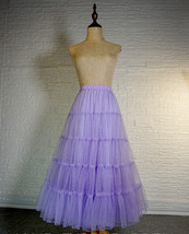 Light-purple Tiered Tulle Maxi Skirt Outfit Women Plus Size Sparkle Tulle Skirt image 3