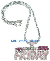 Pink Friday Pendant with Crystal Rhinestones on 18 Inch Long Necklace - £23.08 GBP+