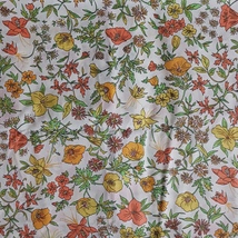 Vintage Fabric Klopman Mills Orange Yellow Floral Cotton Blend 44 W 3 3/4 Yards - £23.49 GBP