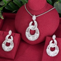 New Luxury Bridal Wedding Big Sparkling Long Pendant Earrings Necklace Jewelry S - £70.88 GBP