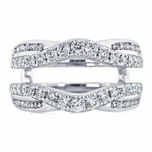Round Cut Diamonds Ring Guard Wrap Solitaire Enhancer 2.15 CT Women&#39;s Day Gift - £204.55 GBP