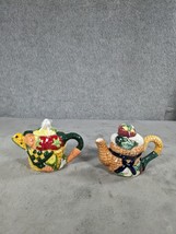 Set Of 2 Vintage Miniature Teapot Kettle Vegetable and Fruit Basket Teapot - $13.58