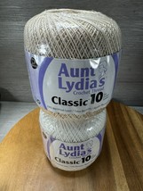 2 Pack Aunt Lydias Crochet Cotton Classic Size 10-White 400 yds 073650907722 - £7.85 GBP