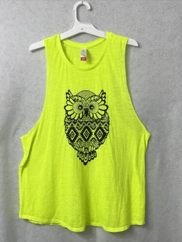 Primary image for No Boundaries Neon Yellowish Green "Owl" Sleeveless T-Shirt Juniors - Size XL