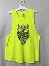 No Boundaries Neon Yellowish Green &quot;Owl&quot; Sleeveless T-Shirt Juniors - Size XL - £2.33 GBP