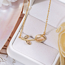 18K Gold with Dainty Opal Tulip Necklace - £8.38 GBP