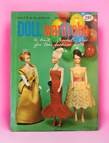 1964 Coats & Clark VTG Doll Clothing Wardrobe Pattern Book Teen Barbie Fashions - £46.70 GBP