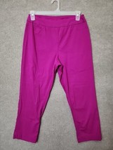 Soft Surroundings Pull On Cropped Pants Womens M Magenta Slimming Stretch - £25.44 GBP