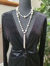 Fashion Nova Women&#39;s Black Polyester V-Neck Long SleeveKnee Length Dress Size 1X - £23.18 GBP