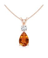 ANGARA 1.66 Ct Natural Citrine Pendant With Diamond for Women in 14K Gol... - $1,115.10