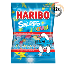 12x Bags Haribo The Smurfs Sour Assorted Flavor Fat Free Gummi Candy | 4oz - £26.61 GBP