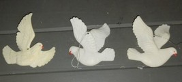 Vintage Hong Kong  White Plastic Doves Ornaments Lot of 3 - £7.73 GBP