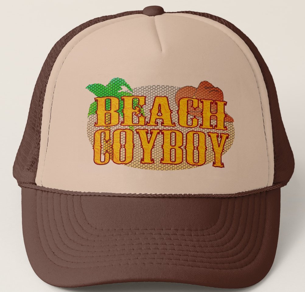 Beach Coyboy Trucker Hat - Sublimated Tan & Brown