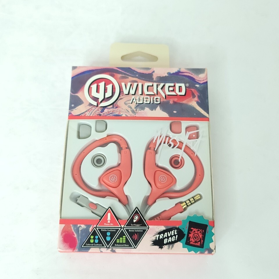 WICKED AUDIO Ear Buds Headphones Hot Pink Neon Miss fit Travel Bag New W... - $25.24